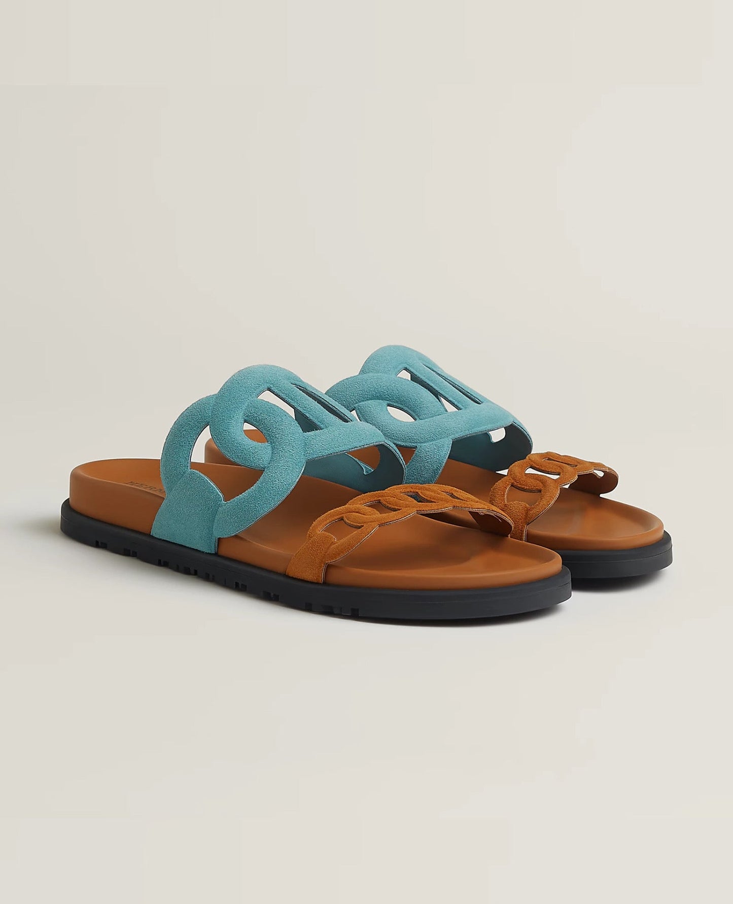 hermès extra sandal bleu minéral / naturel_1