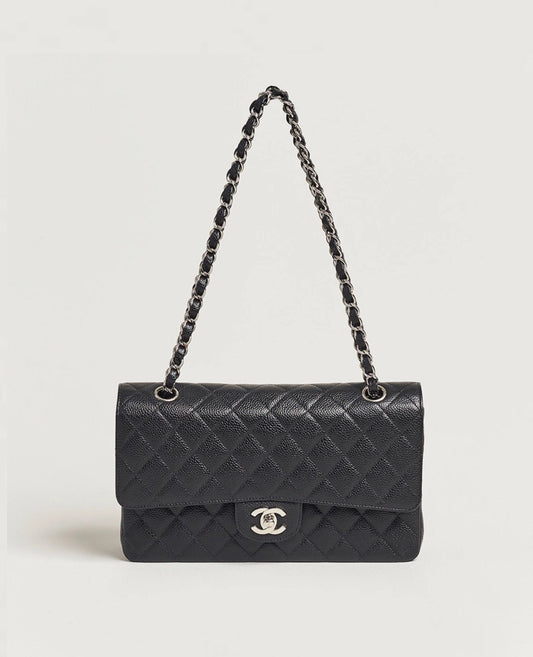 coco medium classic double flap silver hardware_2