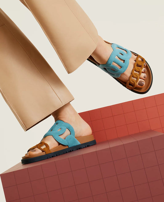 hermès extra sandal bleu minéral / naturel_1