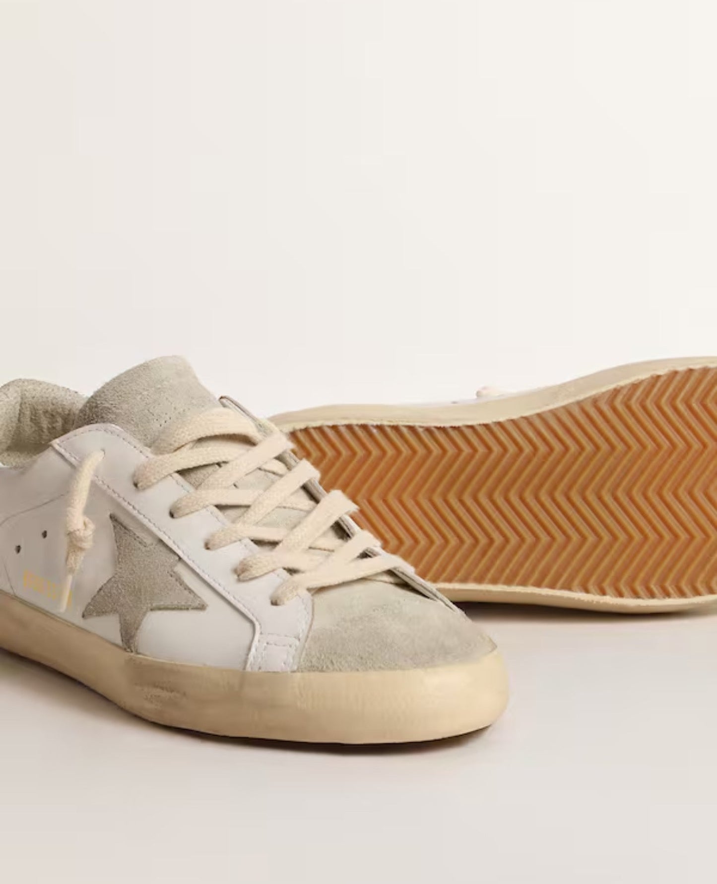 golden goose women's super-star with gold glitter star and ice-gray suede inserts_1