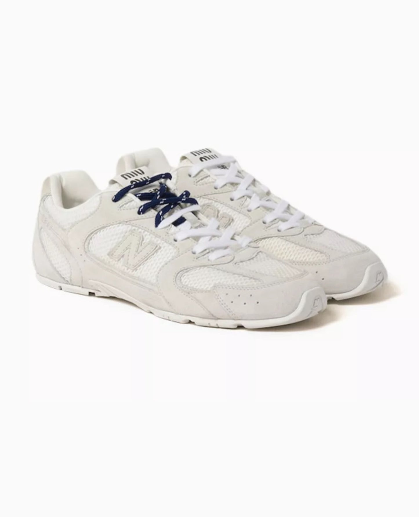 new balance x miu miu - 530 sl suede & mesh white low top sneakers_1