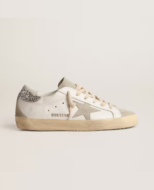 golden goose women's super-star with gold glitter star and ice-gray suede inserts_1