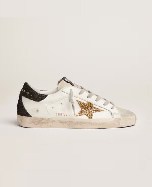 golden goose
women's super-star with gold star and black glitter heel tab_1