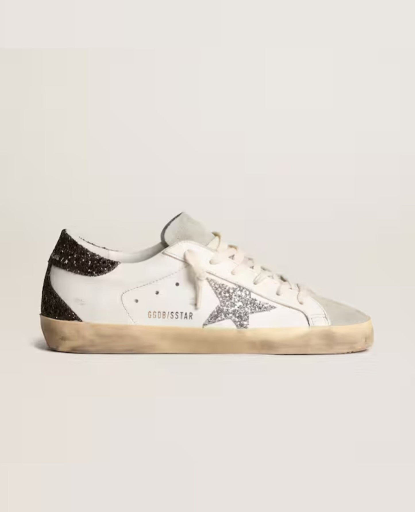 golden goose women's super-star with silver star and brown glitter heel tab_1
