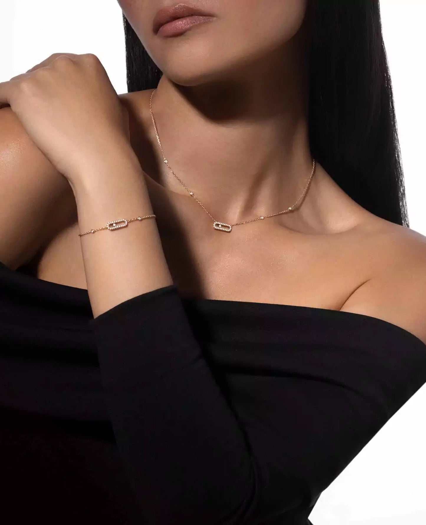 messika move uno pavé rose gold necklace_1