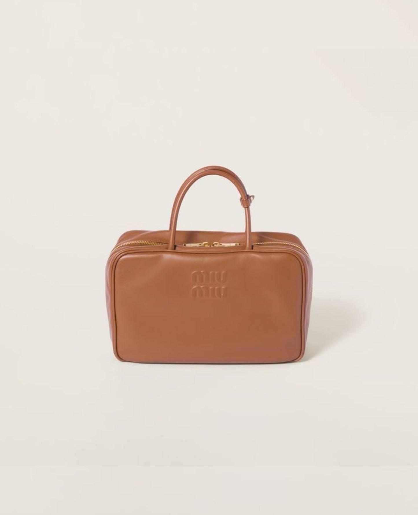 miu miu cognac leather top-handle bag_1