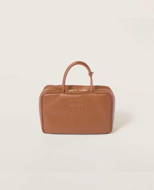 miu miu cognac leather top-handle bag_1