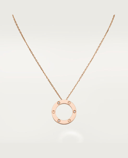cartier love rose gold necklace, 3 diamonds_1