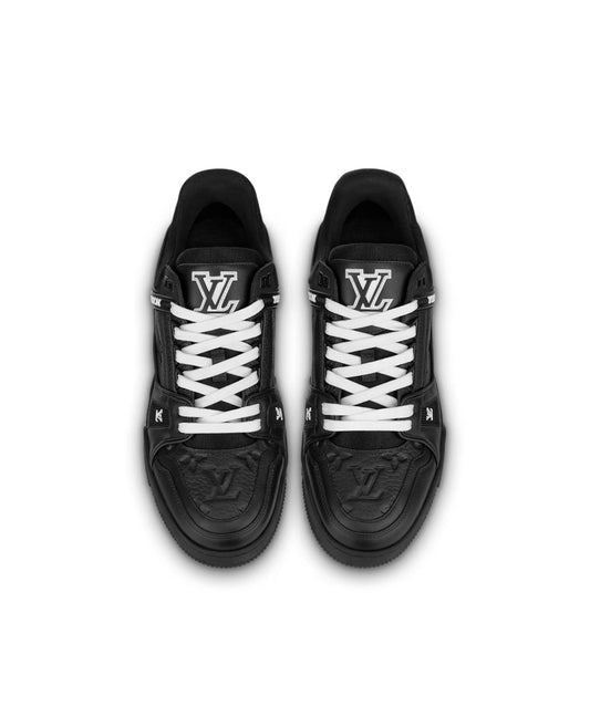 louis vuitton trainer sneaker ‘black embossed’_1